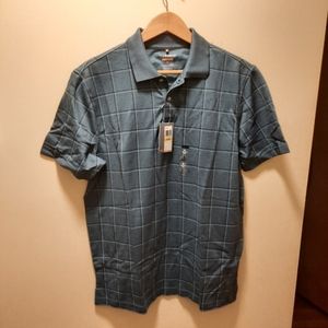 NWT Van Heusen square grid travel polo in blue